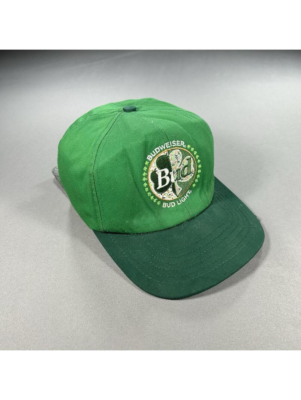 Vintage Budweiser Bud Light Green St. Patrick’s Day Styled Clover Snapback Hat